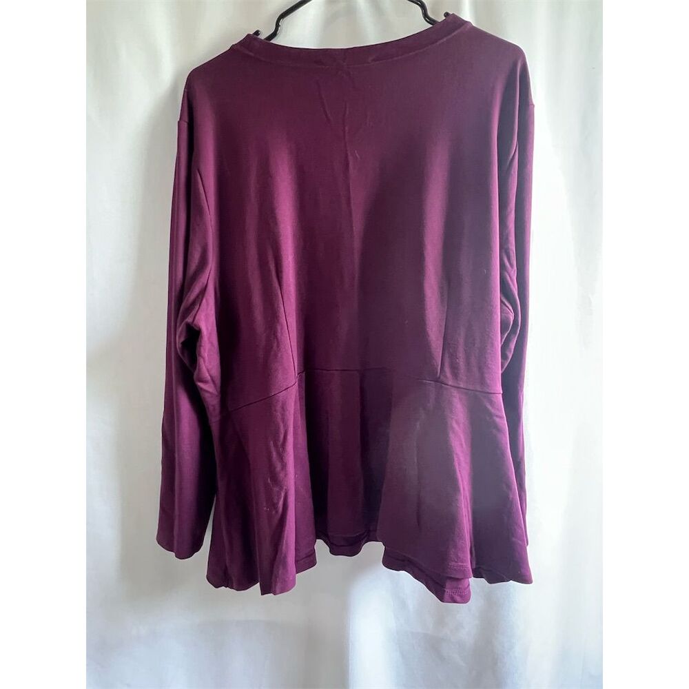 Eloquii Plus Size 24 Purple Peplum Blouse Long Sleeve Casual Top - Picture 4 of 4